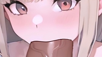 En Blond Anime-Jente Utfører En Utrolig Oralsex-Handling I En Sløyfe Filmet Fra Seerens Perspektiv