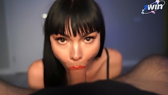 Natural Beauty With Big Boobs Enjoys Deepthroat And Cumshot